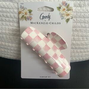 NWT Mackenzie Childs x Goody Pink Rosy Check Claw Clip Large Hair Accessory